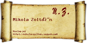 Mikola Zoltán névjegykártya
